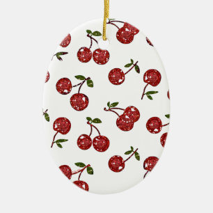 RAB Rockabilly Väldigt Cherry Cherries On White Julgransprydnad Keramik