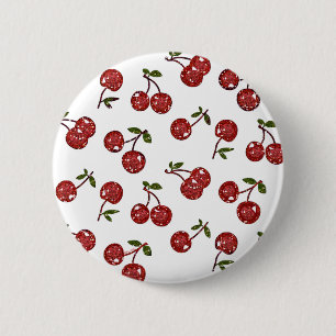 RAB Rockabilly Väldigt Cherry Cherries On White Knapp