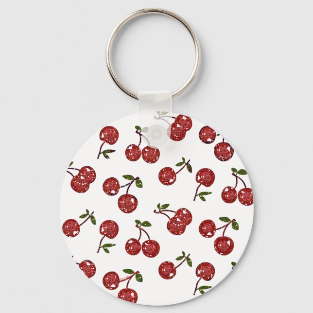 RAB Rockabilly Väldigt Cherry Cherries On White Nyckelring (Framsida)