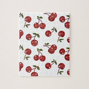 RAB Rockabilly Väldigt Cherry Cherries On White Pussel