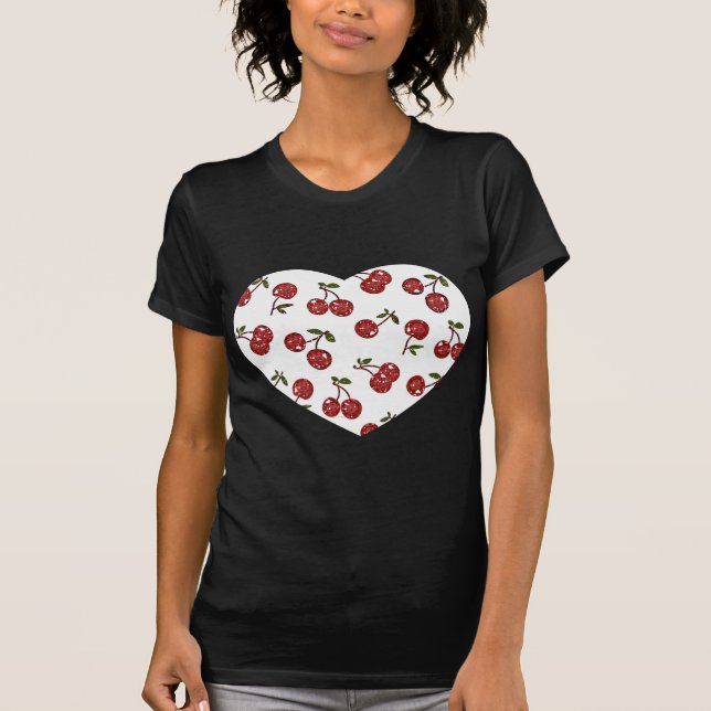RAB Rockabilly Väldigt Cherry Cherries On White T-shirt (Framsida)
