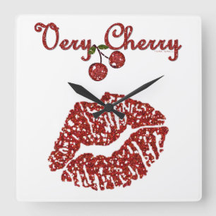 RAB Rockabilly Väldigt Cherry Kiss Fyrkantig Klocka