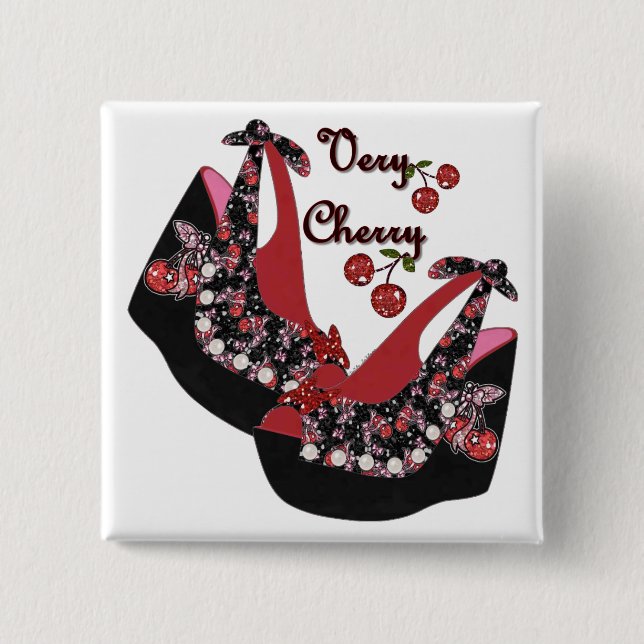 RAB Rockabilly Väldigt Cherry Shoes Knapp (Framsida)