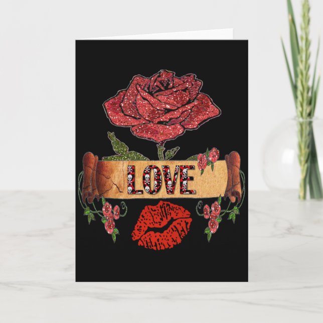 RAB Rockabilly Valentine Ro, Kärlek och Lipstick Helgkort (Framsida)