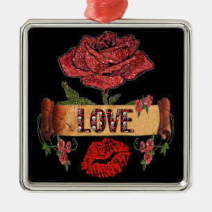 RAB Rockabilly Valentine Ro, Kärlek och Lipstick Julgransprydnad Metall