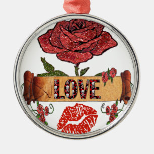 RAB Rockabilly Valentine Ro, Kärlek och Lipstick Julgransprydnad Metall