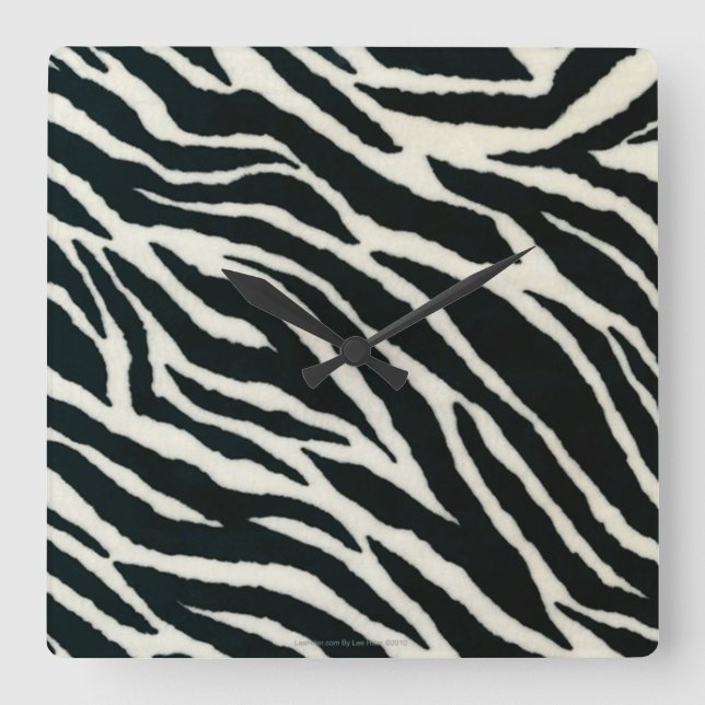 RAB Rockabilly Zebra tryck Black & White Fyrkantig Klocka (Framsida)