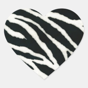 RAB Rockabilly Zebra tryck Black & White Hjärtformat Klistermärke