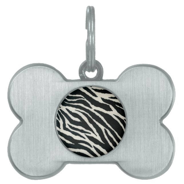 RAB Rockabilly Zebra tryck Black & White ID-bricka Husdjur (Framsidan)