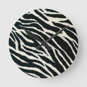 RAB Rockabilly Zebra tryck Black & White Rund Klocka