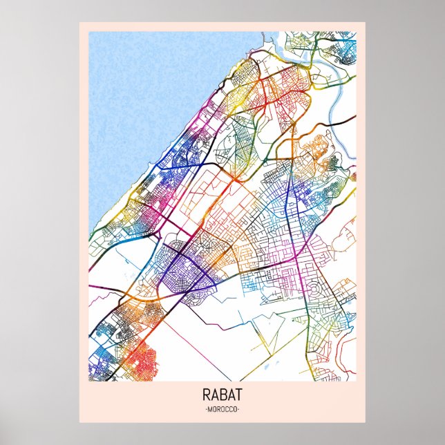 Rabat Marocko City Karta Poster (Framsidan)