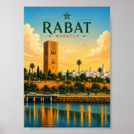 Rabat Marocko Hassan Tower stadsbild Poster