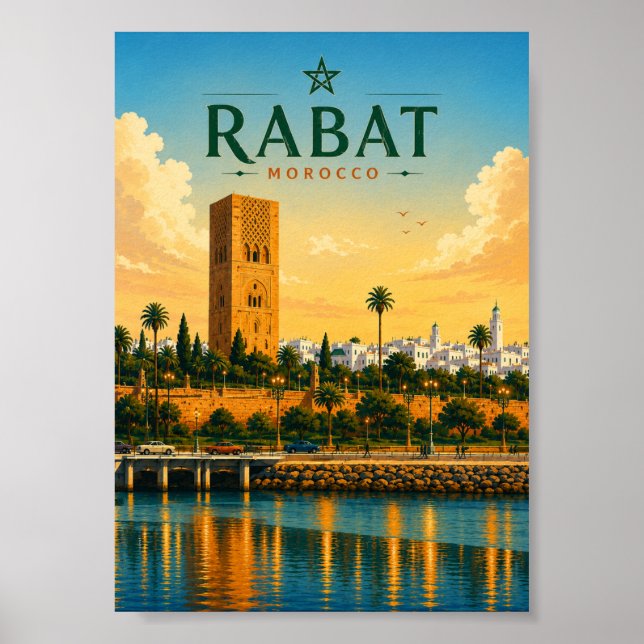 Rabat Marocko Hassan Tower stadsbild Poster (Framsidan)