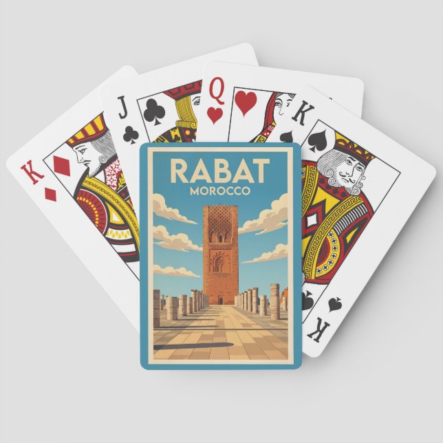 Rabat Marocko Illustration Resa Konst Vintage Casinokort (Baksidan)