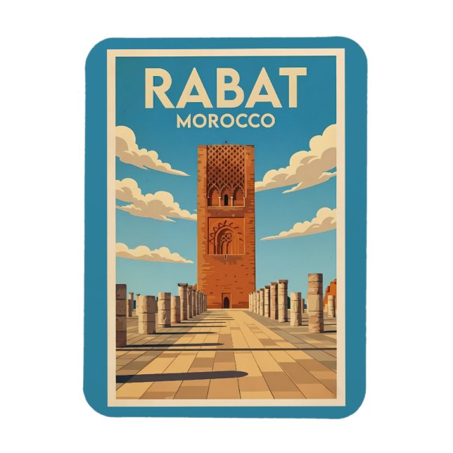 Rabat Marocko Illustration Resa Konst Vintage Magnet (Vertikal)