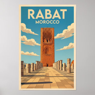 Rabat Marocko Illustration Resa Konst Vintage Poster