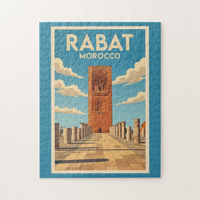 Rabat Marocko Illustration Resa Konst Vintage Pussel (Vertikal)
