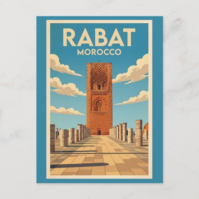 Rabat Marocko Illustration Resa Konst Vintage Vykort (Framsida)