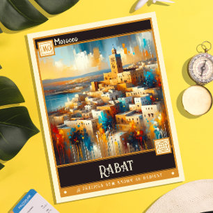 Rabat, Marocko Måla Vintage Vykort
