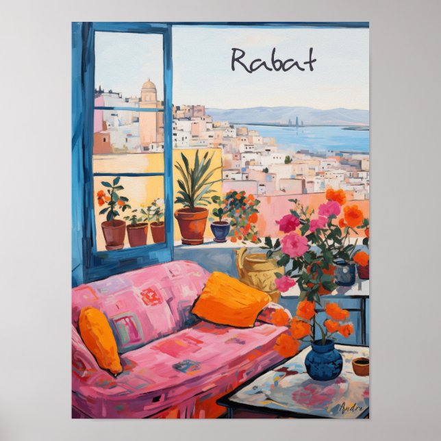Rabat Marocko Resa Stad Målar Estetik Poster (Framsidan)