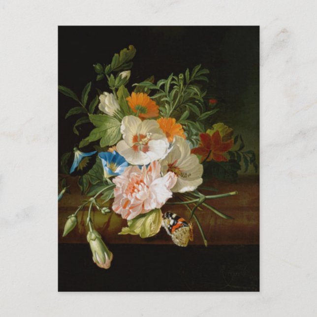 Rabatt av blommor av Rachel Ruysch vykort (Framsida)