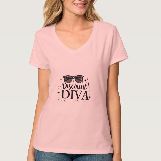 Rabatt Diva - Chic & Klok Shopping Drottning T Shirt (Framsida)