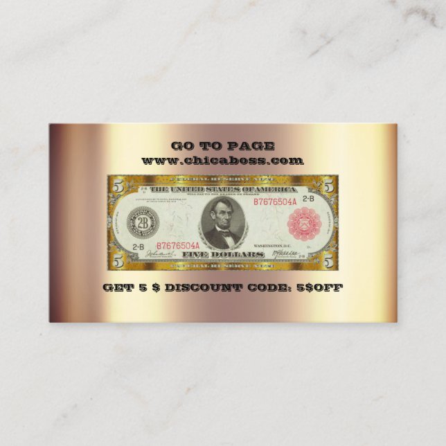 Rabatt Infoga Affärskort 5$ Guld QR-kod Visitkort (Framsida)