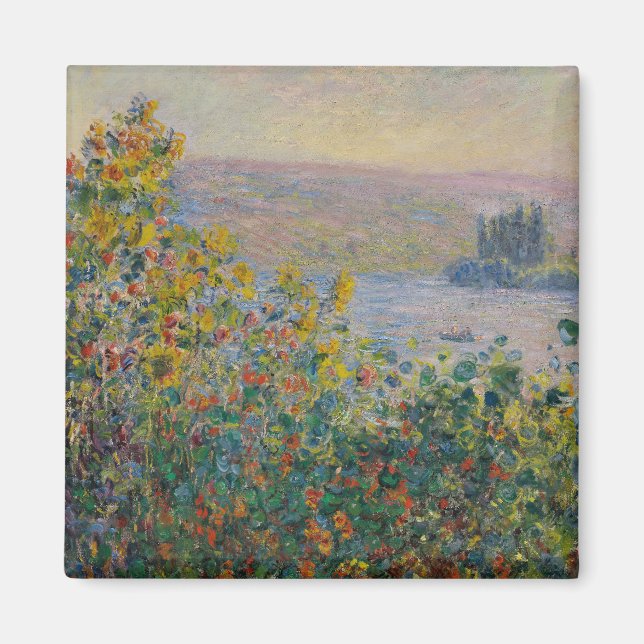 Rabatter vid Vétheuil, impressionistiskt landskap Magnet (Framsidan)