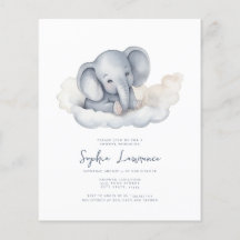 Rabatterad Baby Elefant på en Bebis Shower Inbjuda