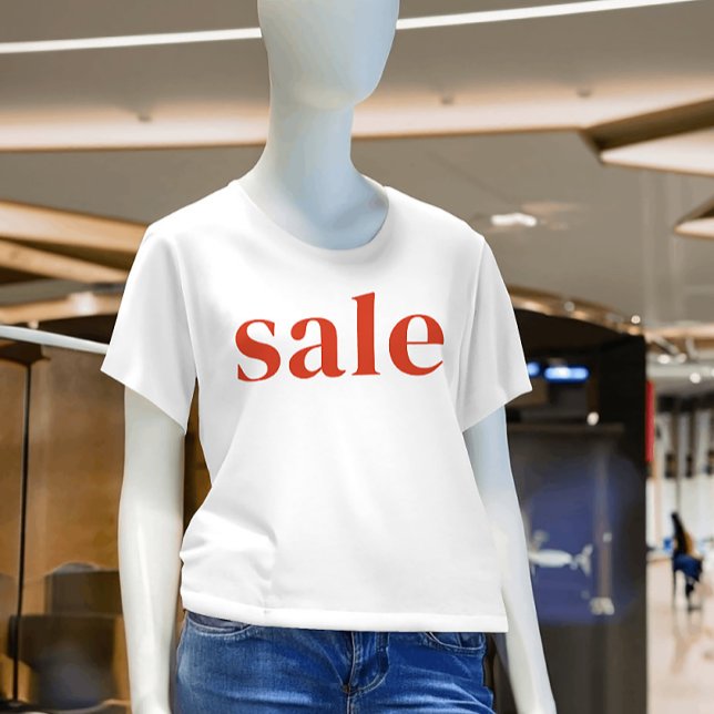 Rabattkampanj för enkel Red SALE Store T Shirt (Simple Red SALE Store Discount Promo T-Shirt)