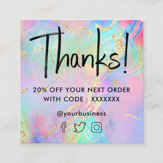 Rabattkort för flytande marmor fyrkantigt visitkort (Framsida)