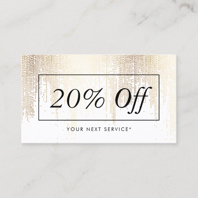 Rabattkort för Luxe Faux Guld Confetti Rain Mönste Visitkort (Framsida)