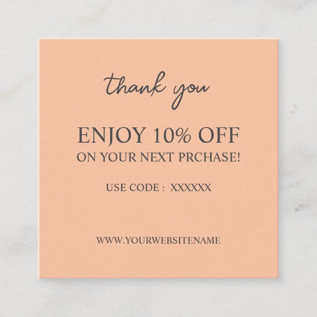 Rabattkort för modern elegant-anpassningsbar fyrkantigt visitkort (Framsida)