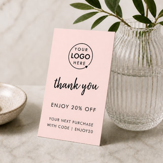 Rabattkort | Företag Tack Loajalitet Rosa (Easy to customize branded enclosure cards for your small business)