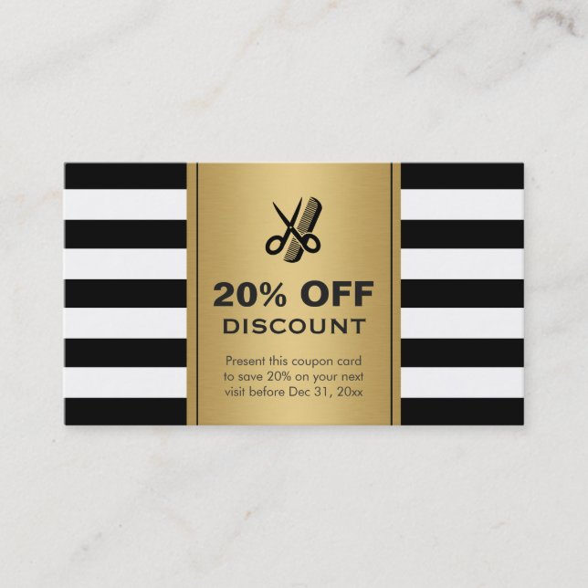 Rabattkupong Hair Salon Guld Black Scissor Rabattkort (Framsida)