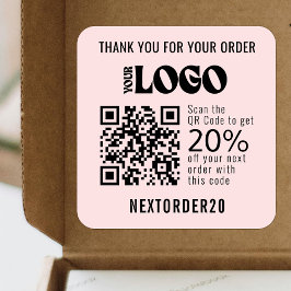 Rabattkupong, QR-Logotyp, Rosa av affärskod Fyrkantigt Klistermärke