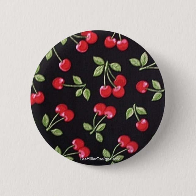 Rabb billy Rockabilly Red Cherries on Black Gifts Knapp (Framsida)