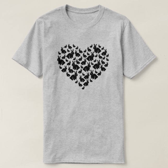 Rabbit Älskare Cute Bunny Heart Shape T Shirt (Design framsida)