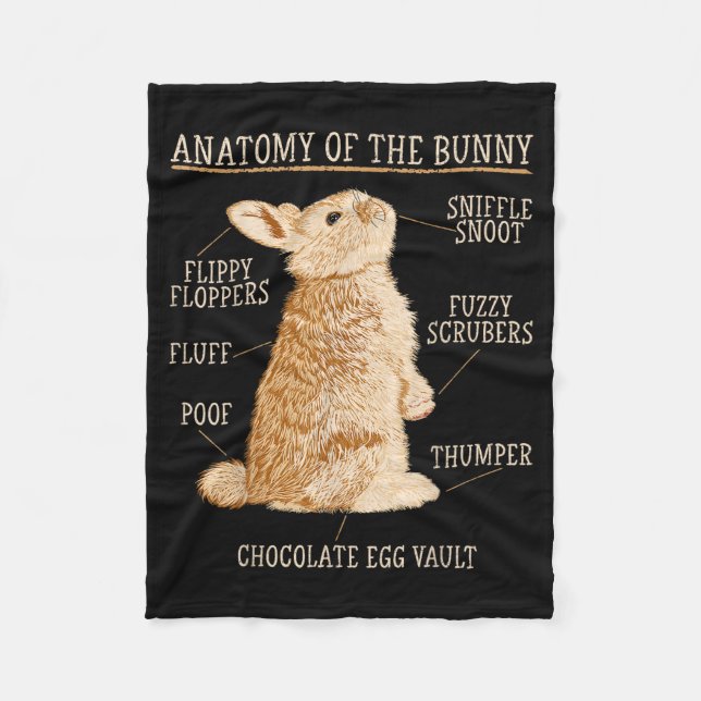 Rabbit Anatomy Bunny Lover Animal Pet Owner  Fleecefilt (Framsidan)