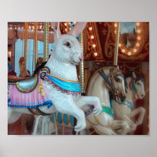 Rabbit and Horses Merry-Go-Round Poster