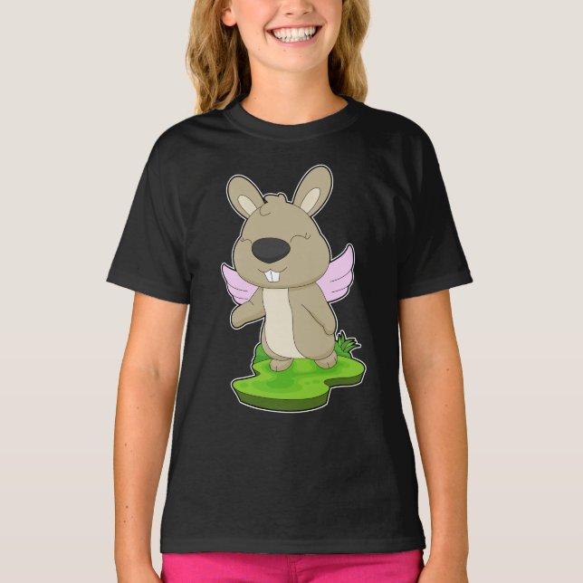 Rabbit Angel Angel vingar T Shirt (Framsida)