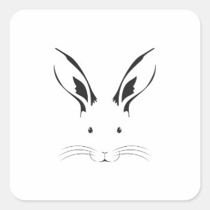 Rabbit Ansikte Silhouette Fyrkantigt Klistermärke