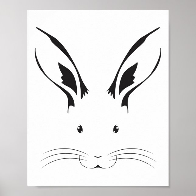 Rabbit Ansikte Silhouette Poster (Framsidan)