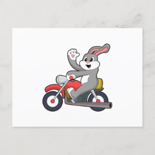 Rabbit as Biker with Motorcycle.PNG Vykort