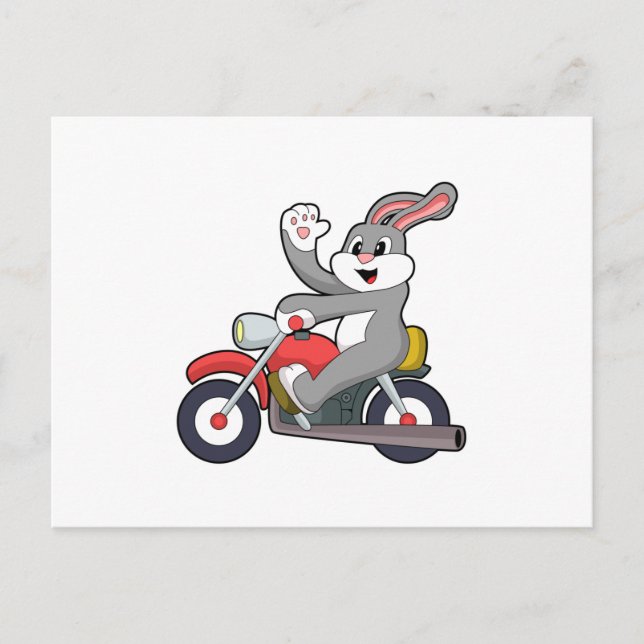 Rabbit as Biker with Motorcycle.PNG Vykort (Framsida)