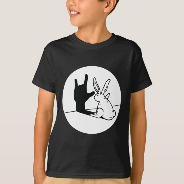 Rabbit Asl Hand Gesture Döv Hearing Loss Awarenes T Shirt (Framsida)