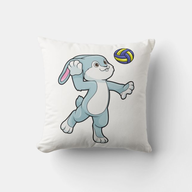 Rabbit at Sports with Volleyball Kudde (Framsida)