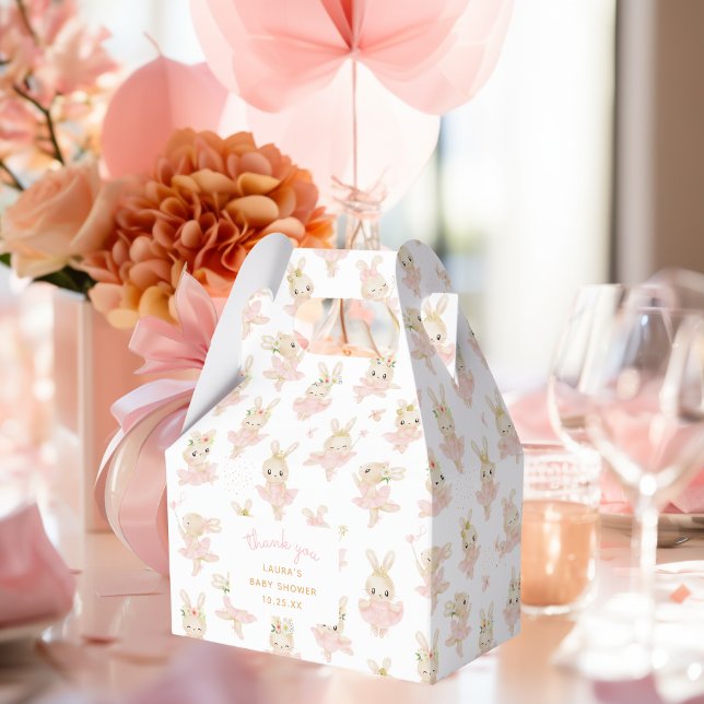 Rabbit Ballerina Tutu Bunny Baby Shower Tack Presentaskar (rabbit ballerina baby shower favor box)