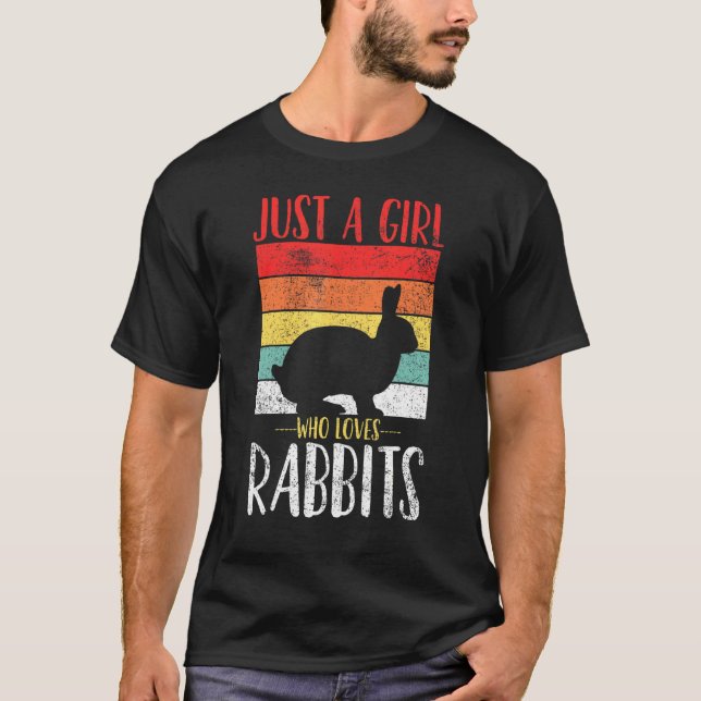 Rabbit Bara en flicka som Kärlek kanin Retro Vinta T Shirt (Framsida)