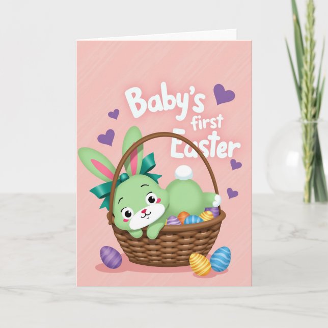 Rabbit Basket Celebration Card Kort (Framsida)
